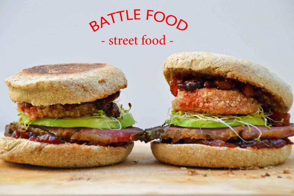 battle food street food recette de burger à l'échine de porc fumée et chutney aux tomates aux épices