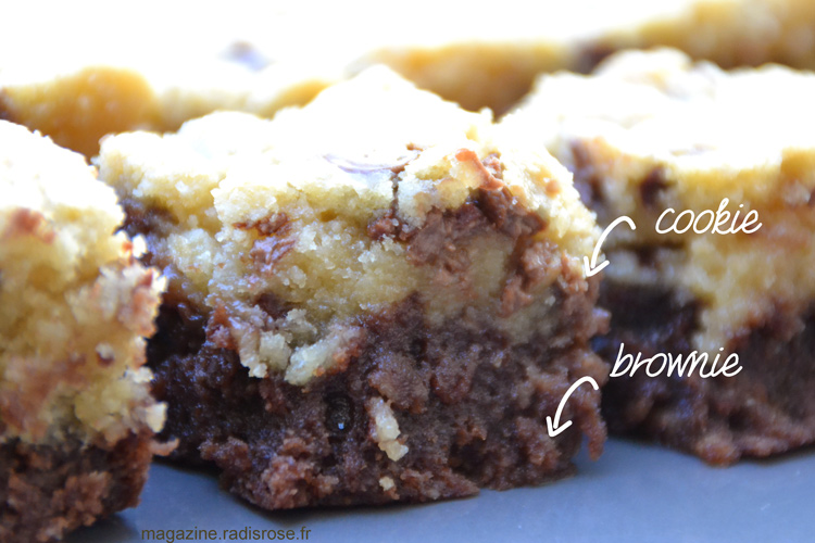 recette de brookie, un mélange de brownie et de cookie http://radisrose.fr/brookie #recette #brookie #brownie #cookie