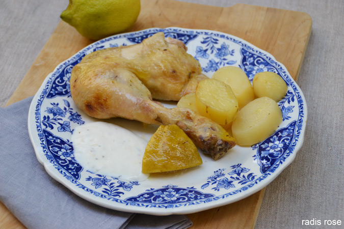 recette poulet rôti thym citron par radis rose