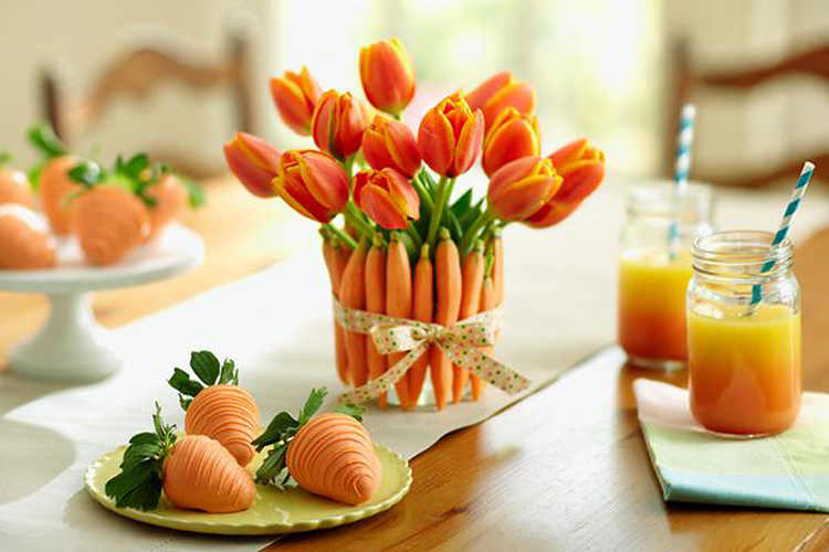 bouquet de tulipes pour le printemps, Inspiration décoration de table de printemps par radis rose