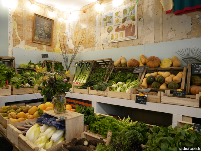 L'épicerie végétale est un petit bout de verdure dans le 11ème. Une boutique qui déborde de fruits, de légumes bios et de plantes sur le trottoir. Un peu de nature en pleine ville qui fait du bien par radis rose