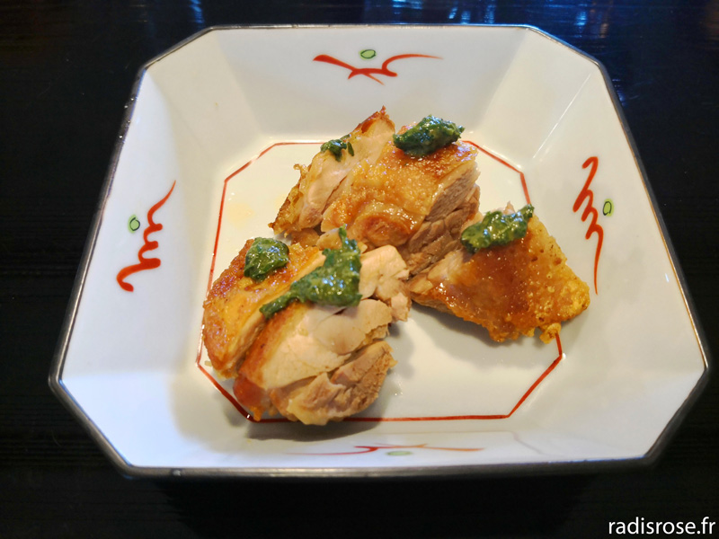 Poulet croustillant, Déjeuner à la table d’hôtes d’Asafumi Yamashita, le maraîcher des chefs