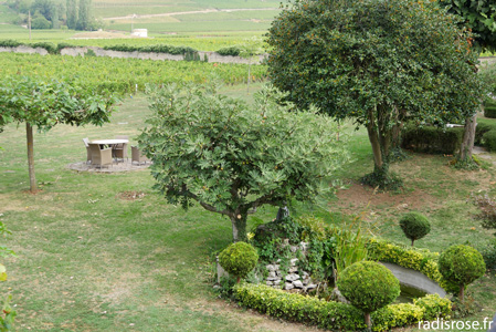 Jardin, Villa Louise, hôtel de charme à Aloxe-Corton près de Beaune en Bourgogne