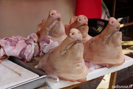 tête de porc, Le marché Muang Mai Market à Chiang Mai en Thaïlande