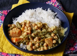 Recette curry pois chiche haricots verts patate douce